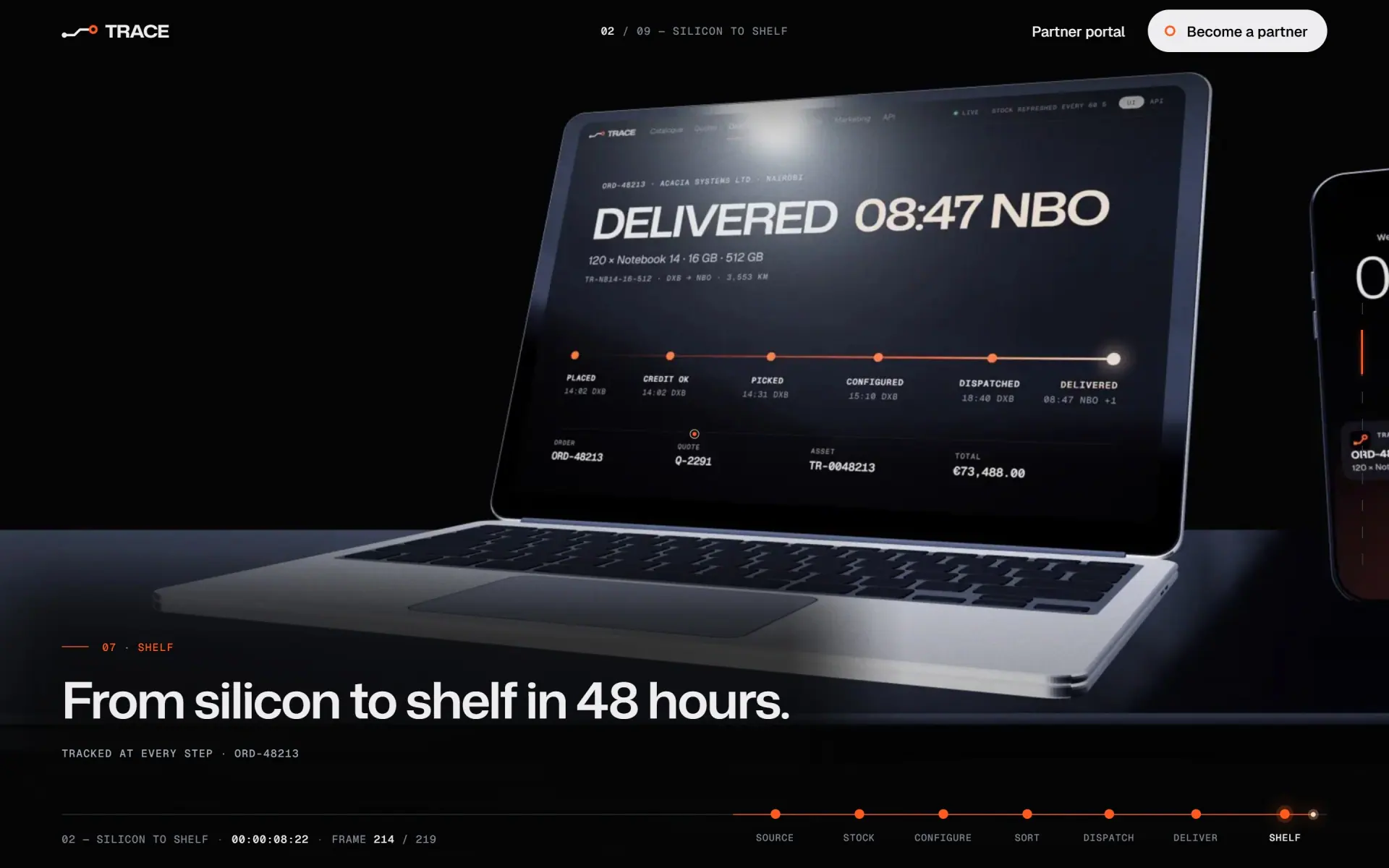 TRACE concept: Delivered, on screen (screenshot of the live demo)