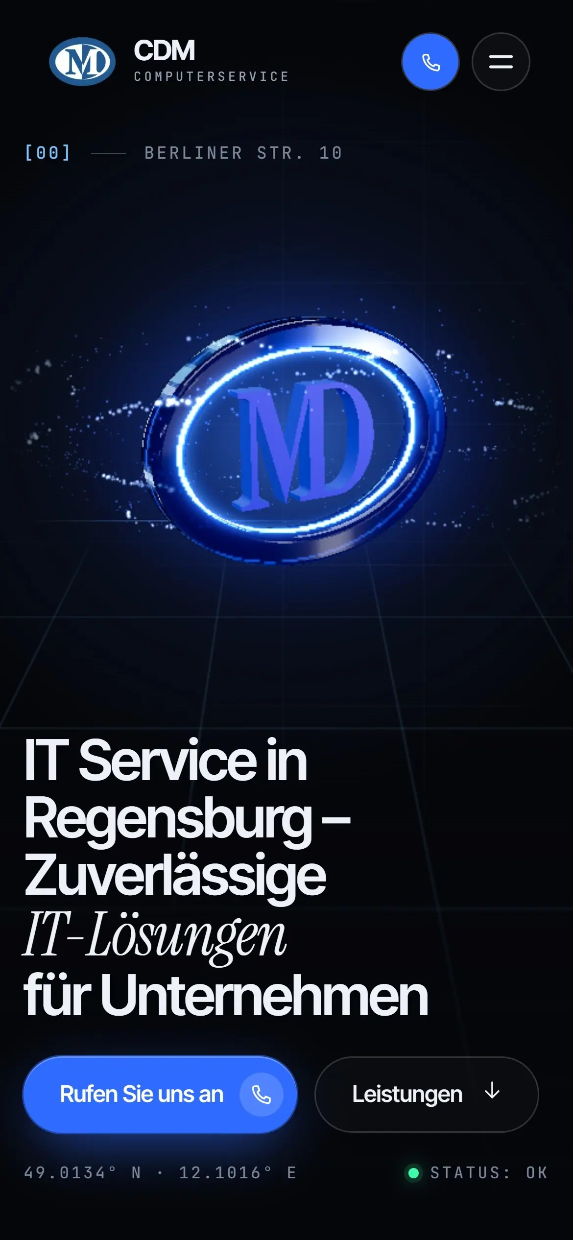 CDM Computerservice website on a phone, screen 1 of 3 (screenshot)